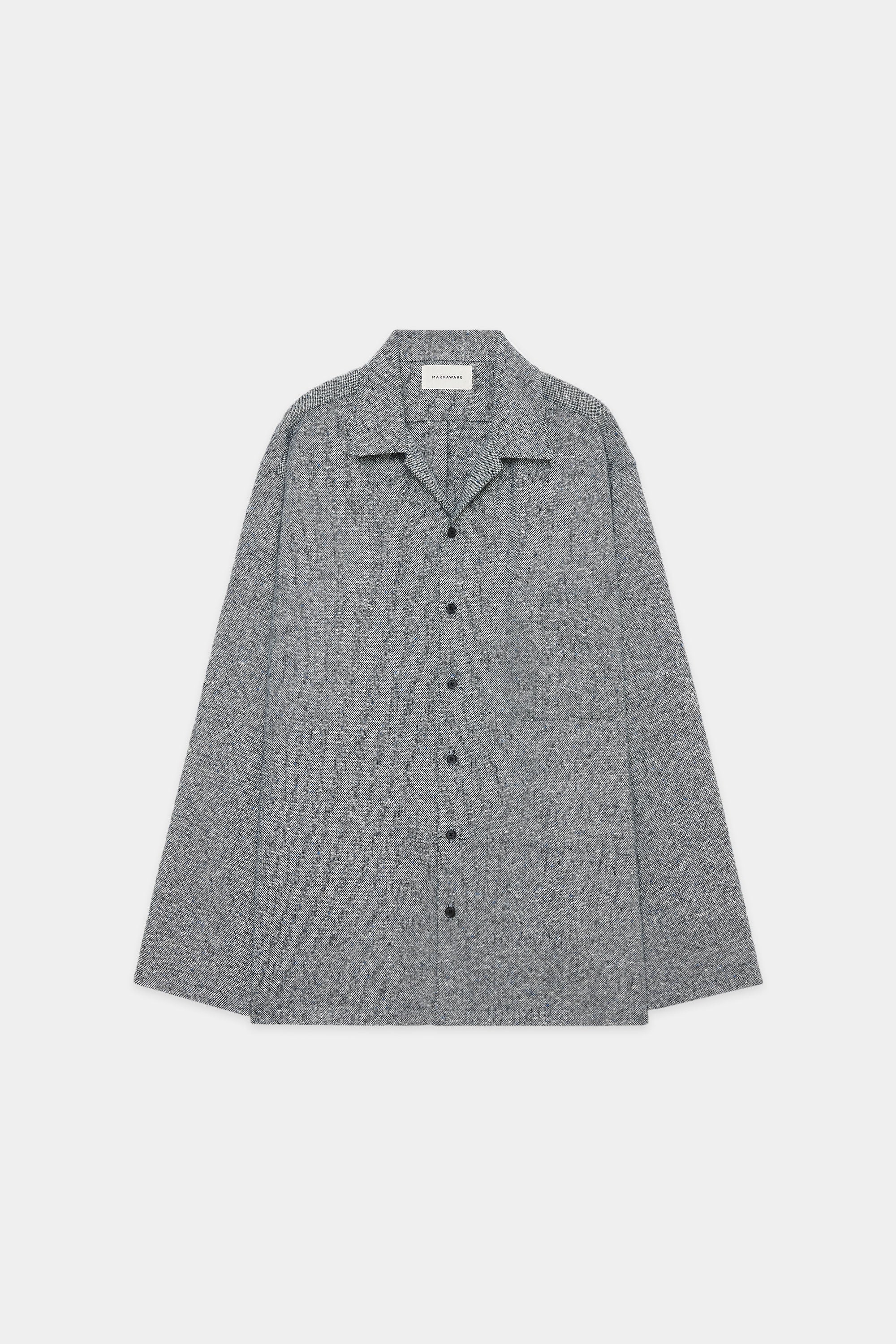 カシミヤドネガルツィード / オープンカラーシャツ L/S, Gray – MARKAWARE