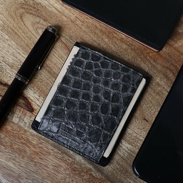 ヴァーミリオン 阿波松煙墨染クロコ S3H マネークリップ vermilion