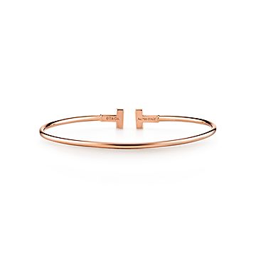 ティファニー T ナロー ワイヤー ブレスレット ローズゴールド