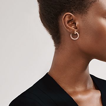 ティファニー T T ワン オープン フープ ピアス ダイヤモンド ローズ