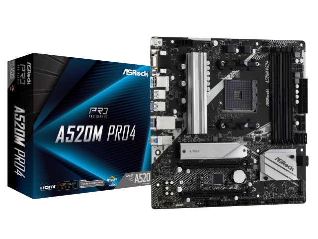 ASRock A520M Pro4 AMD 500シリーズ Socket AM4対応 AMD A520チップ