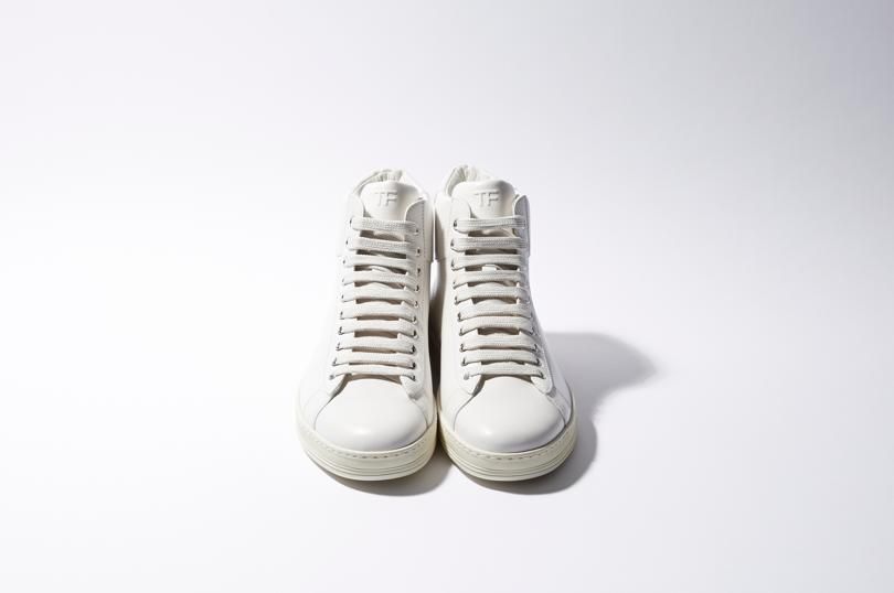 トム フォードのホワイトスムースレザースニーカーが、GQ Live!初日に