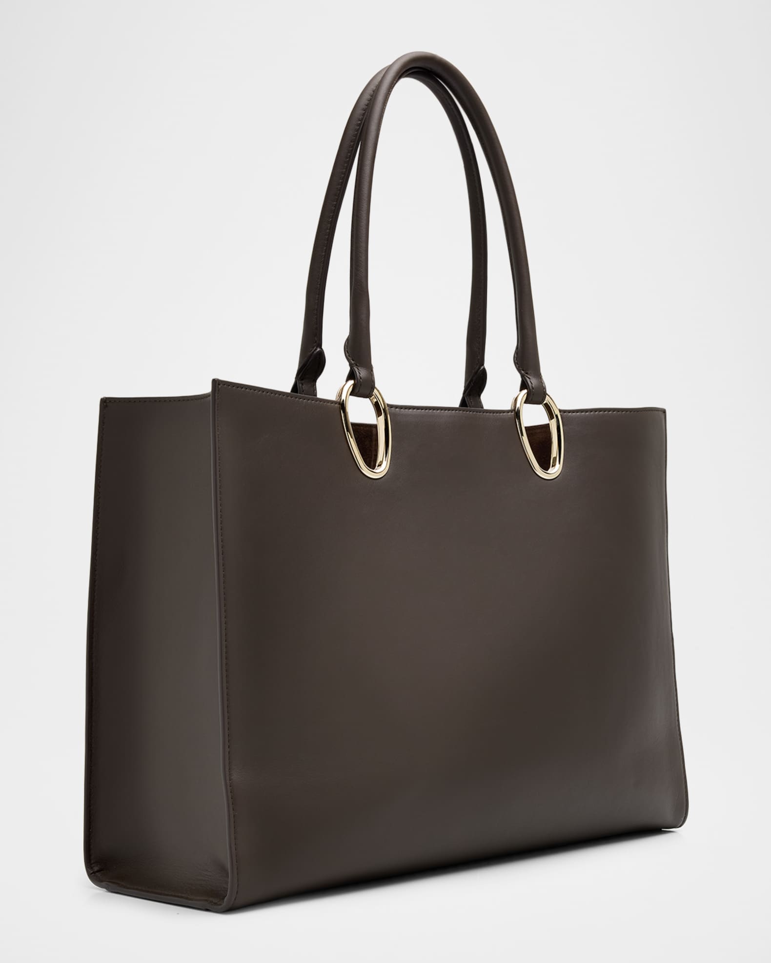 Giorgio Armani Teardrop Cutout Smooth Leather Shopper Tote Bag