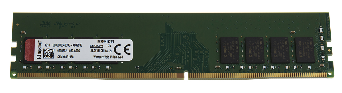 Kingston RAM 8 GB, DDR4 デスクトップ, KVR26N19S8/8 2666 MHz DIMM