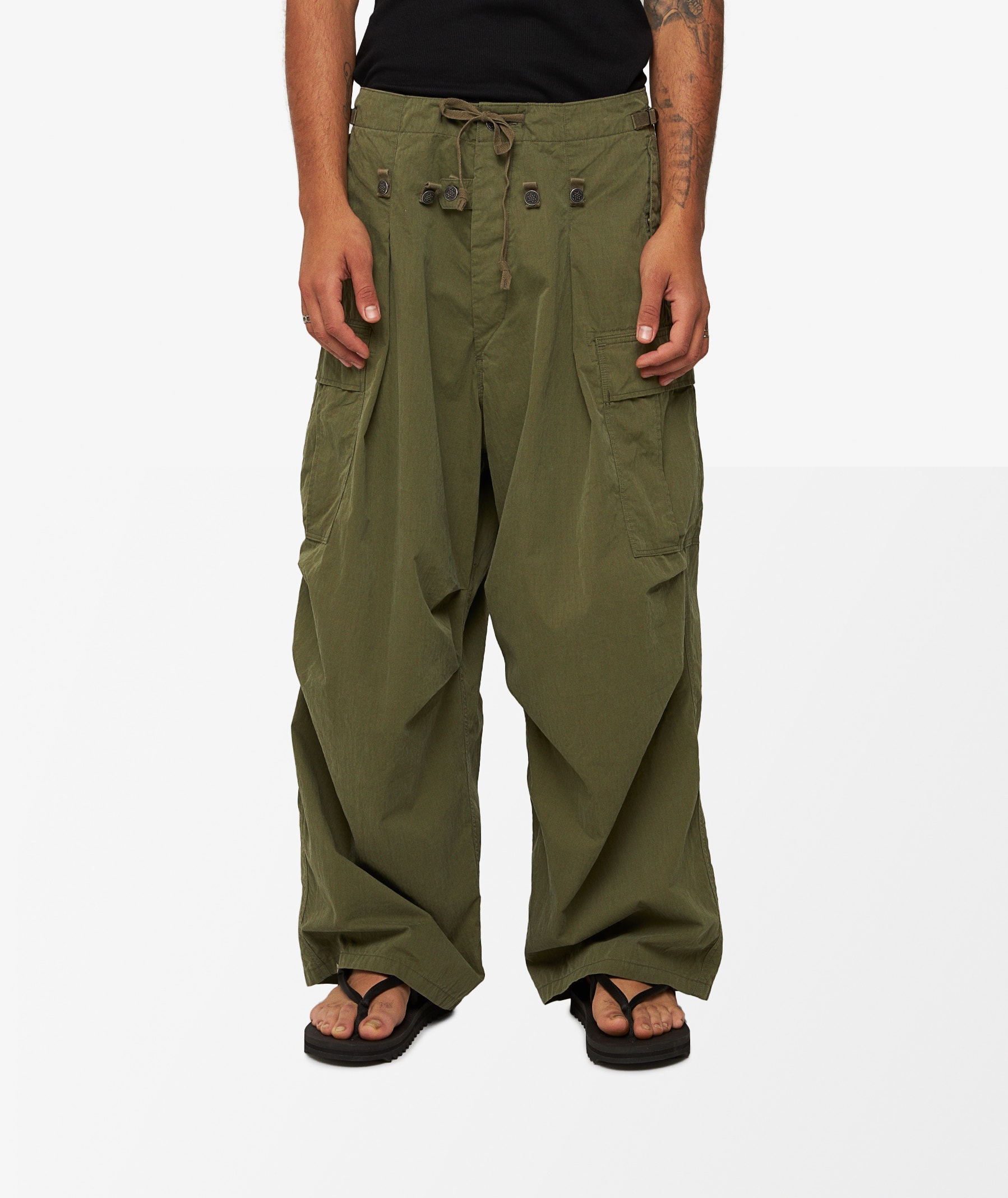 KAPITAL Rip Stop Jumbo Cargo Pants in Green | SVD