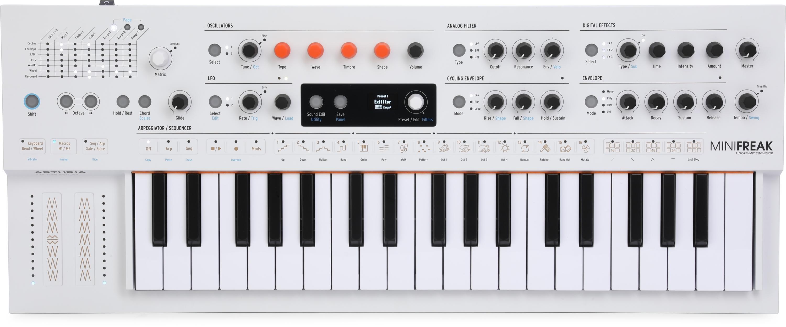 Arturia MiniFreak 37-key Hybrid Synthesizer with Decksaver - White