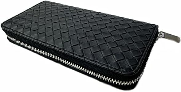 Amazon | 編み込み 長財布 黒 イントレチャート サイフ 男女兼用 6