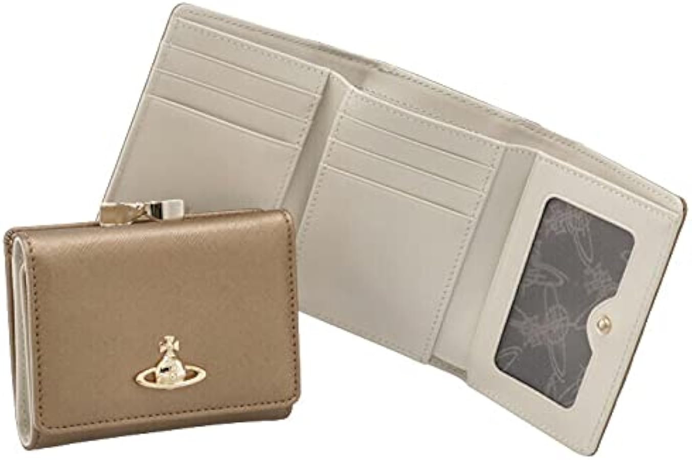 三つ折り vivienne オーブ三つ折り財布 レザー サフィアーノ がま口