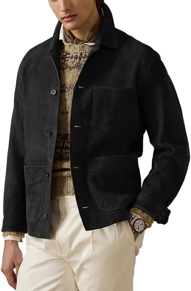 Suede Leather Jacket Men – Real Lambskin Suede Casual Leather