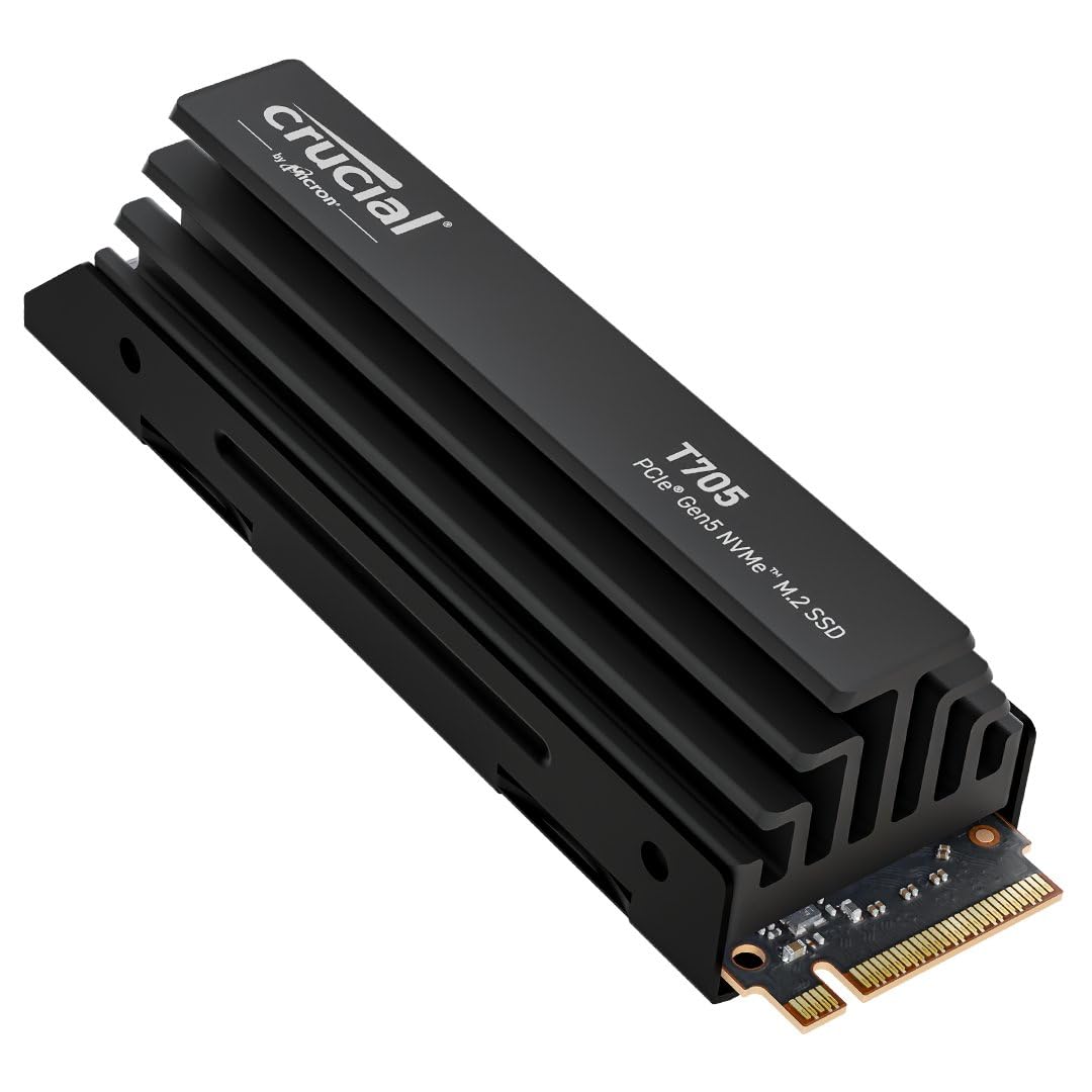 Crucial T705 PCIe Gen5 NVMe 4TB SSD with Heatsink, Up to 14,100MB