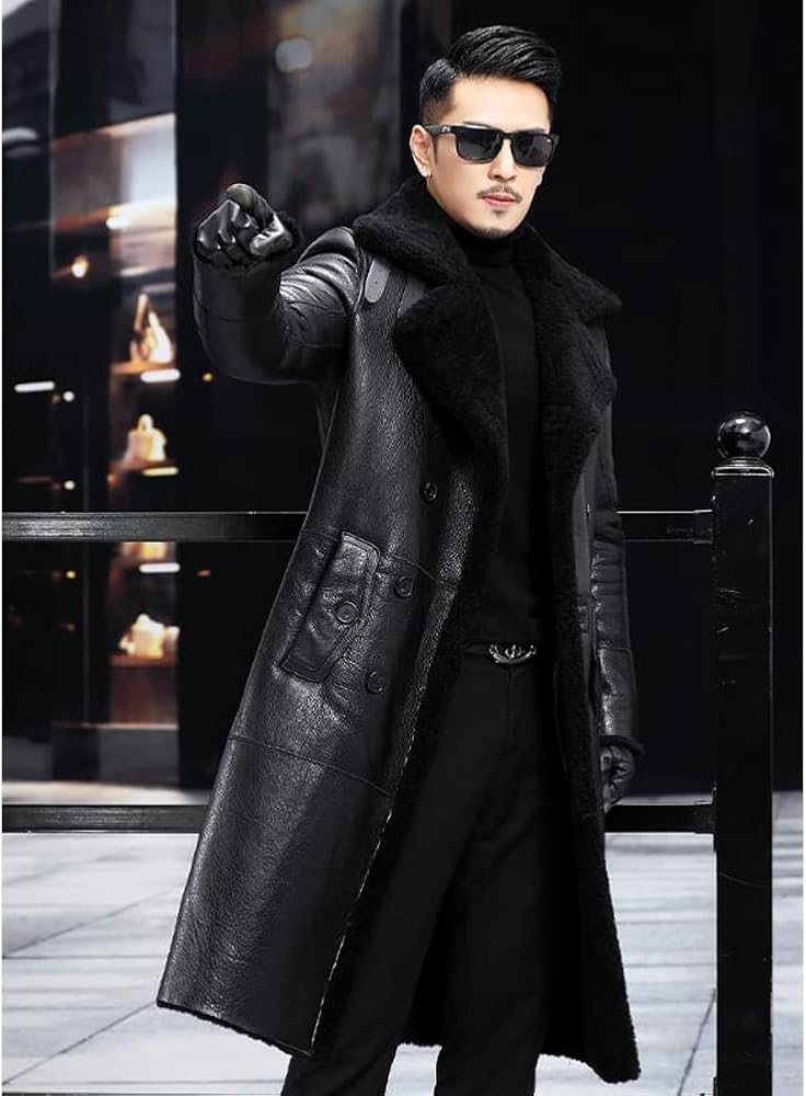 Amazon | Denny&Dora メンズ ムートン コート B7 ムートン レザー