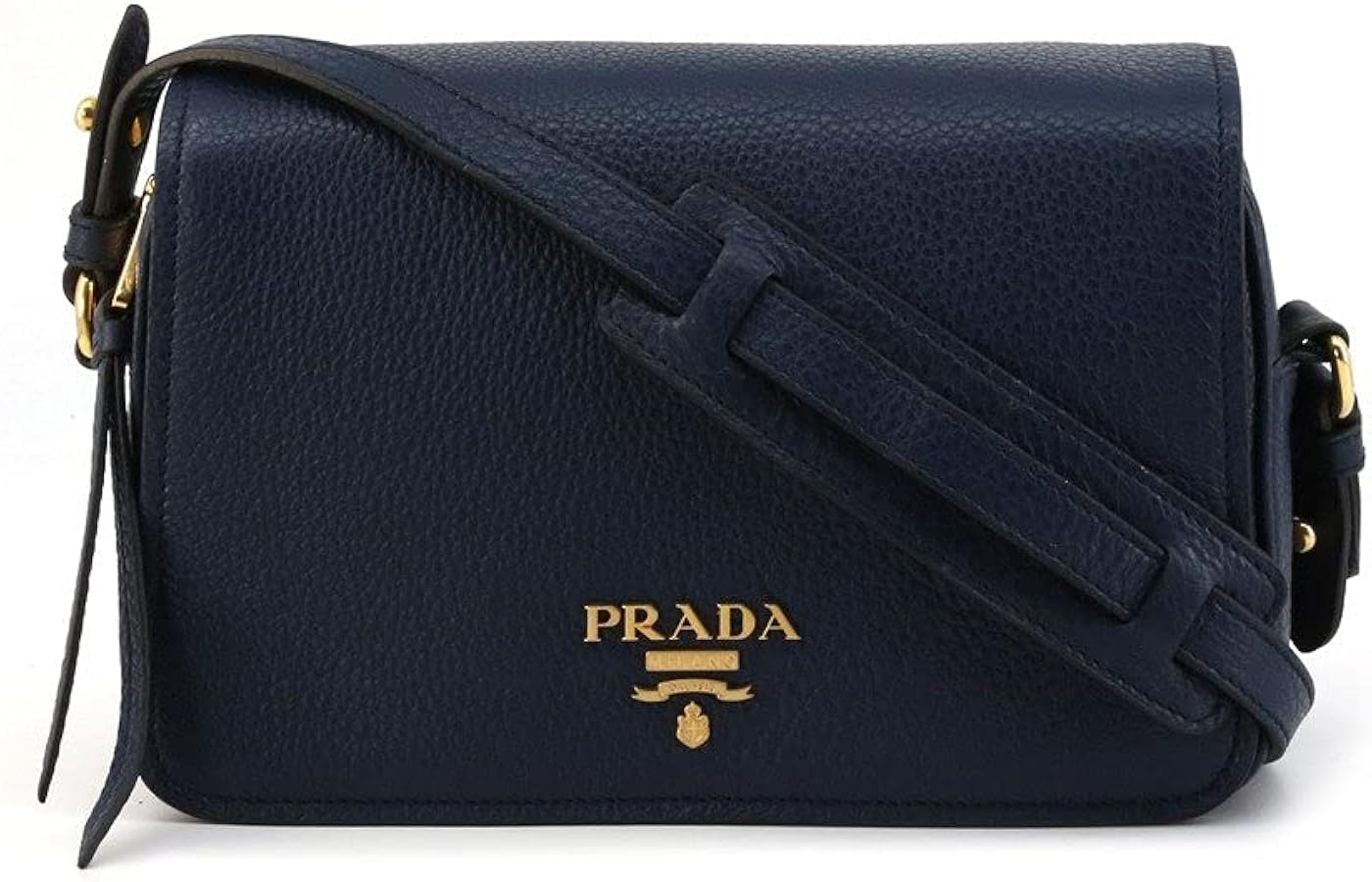 Prada Vitello Phenix Baltico Blue Leather Flap Crossbody Bag