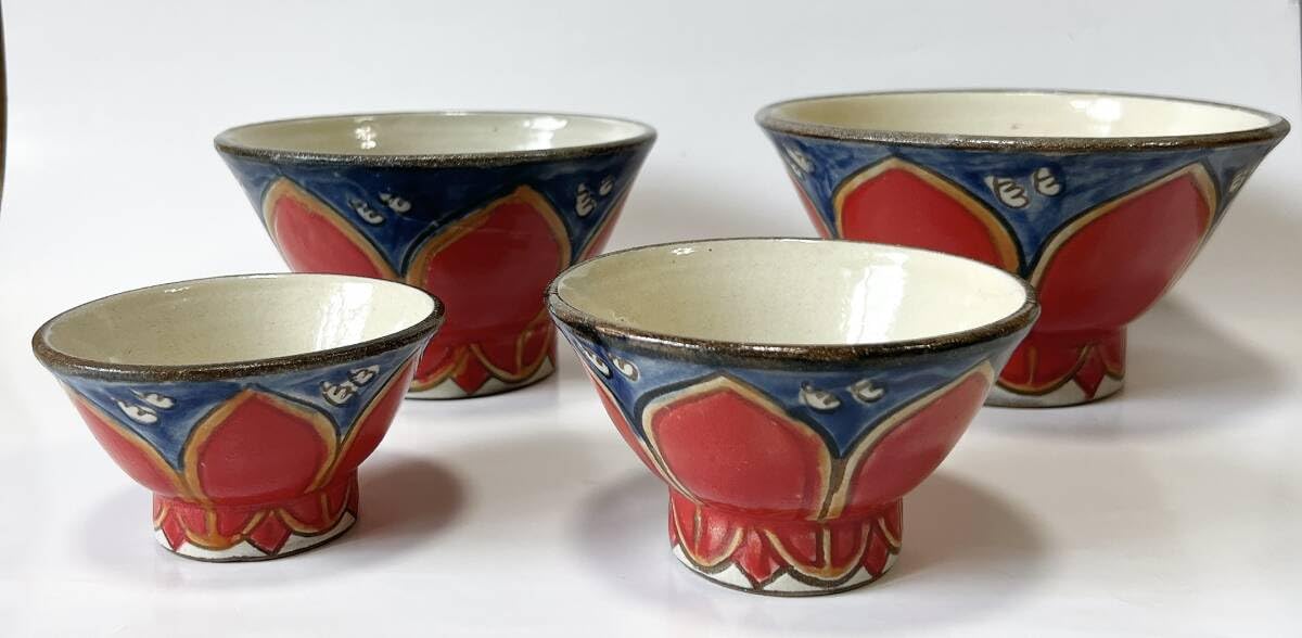 Amazon | フルセット 沖縄 幸陶器 やちむん 花笠マカイ 4種類セット 3