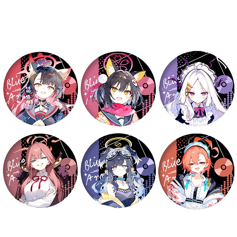 Amazon.co.jp: ブルーアーカイブ 缶バッジ ブローチ バッジ 6個セット