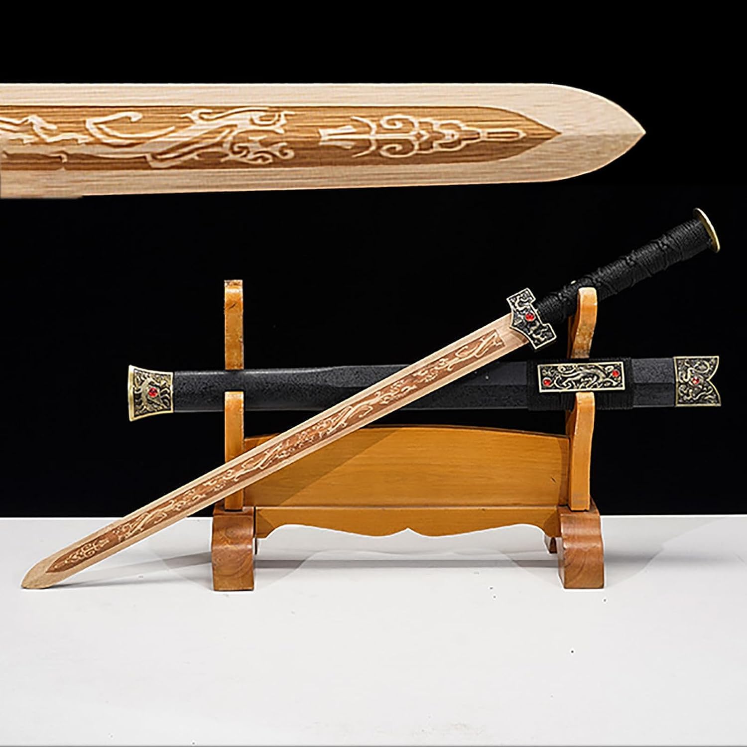 Amazon | 中国の剣 79 センチメートル黒中国手作り木刀天然竹刃木刀