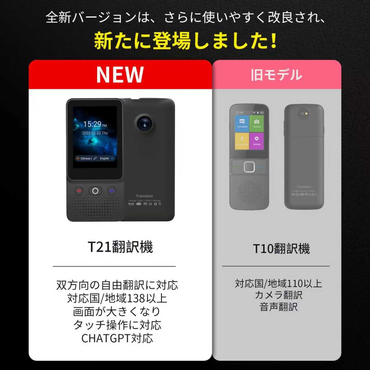 Amazon.co.jp: 翻訳機×ChatGPT搭載の最新AI翻訳機 WiFiなしでも使える