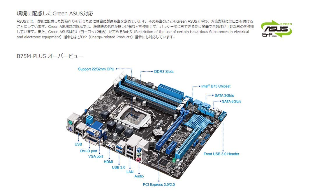 Amazon.co.jp: ASUS Intel B75 搭載 マザーボード LGA1155対応 B75M