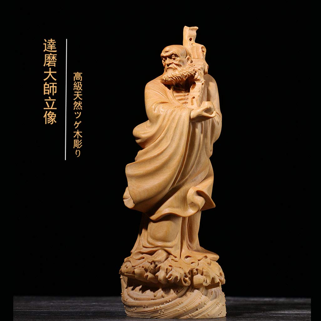 Amazon｜達磨大師立像 高級天然ツゲ木彫り達磨像 木製仏像 神像 仏教