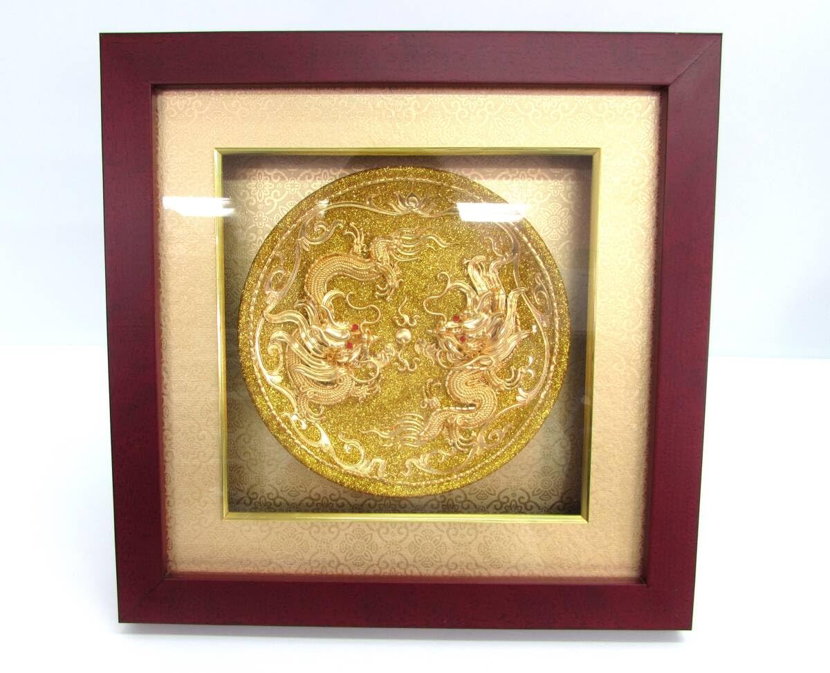 中国 黄金漆線彫 国賓礼品 工芸品 ドラゴン