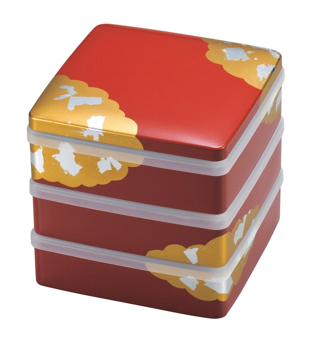 Amazon｜まえじゅう漆器 5.5胴張三段重 金雲(シール蓋付) 6R-759｜重箱