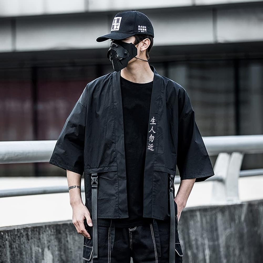 Niepce Inc Japanese Streetwear Open Front 3/4 Sleeve Samurai