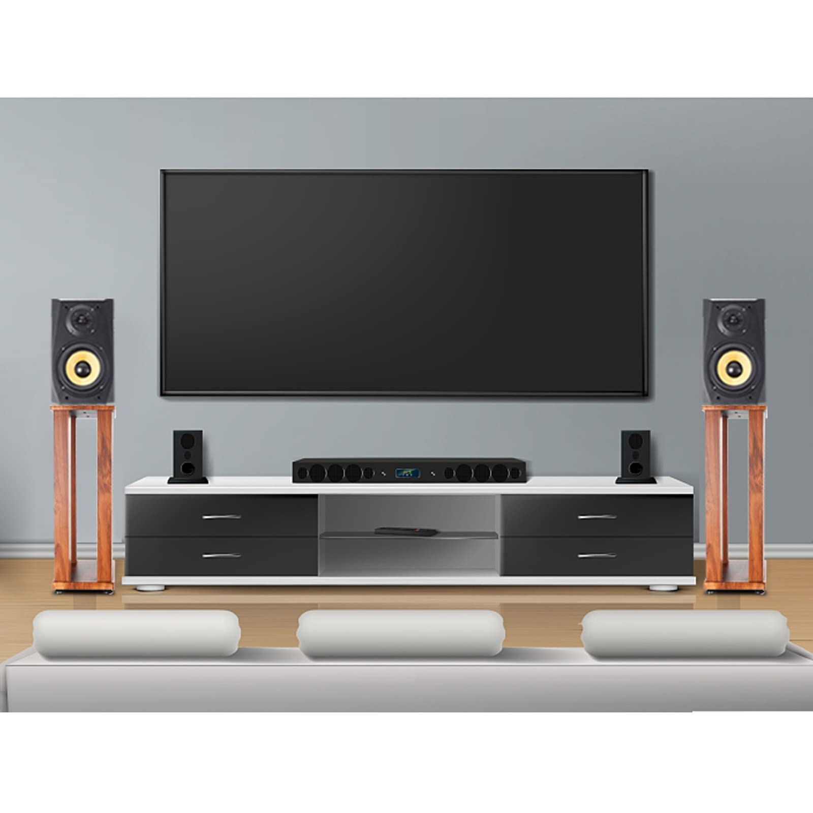 Amazon.co.jp: スピーカースタンド 木製スピーカーサポートサラウンド