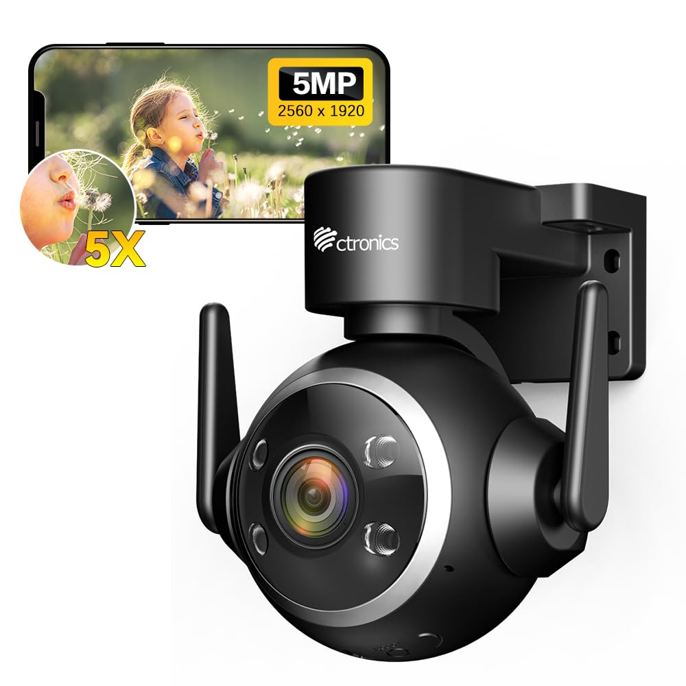 Amazon.co.jp: Ctronics 防犯カメラ 屋外 5MP 5倍光学ズーム 5GWi-Fi