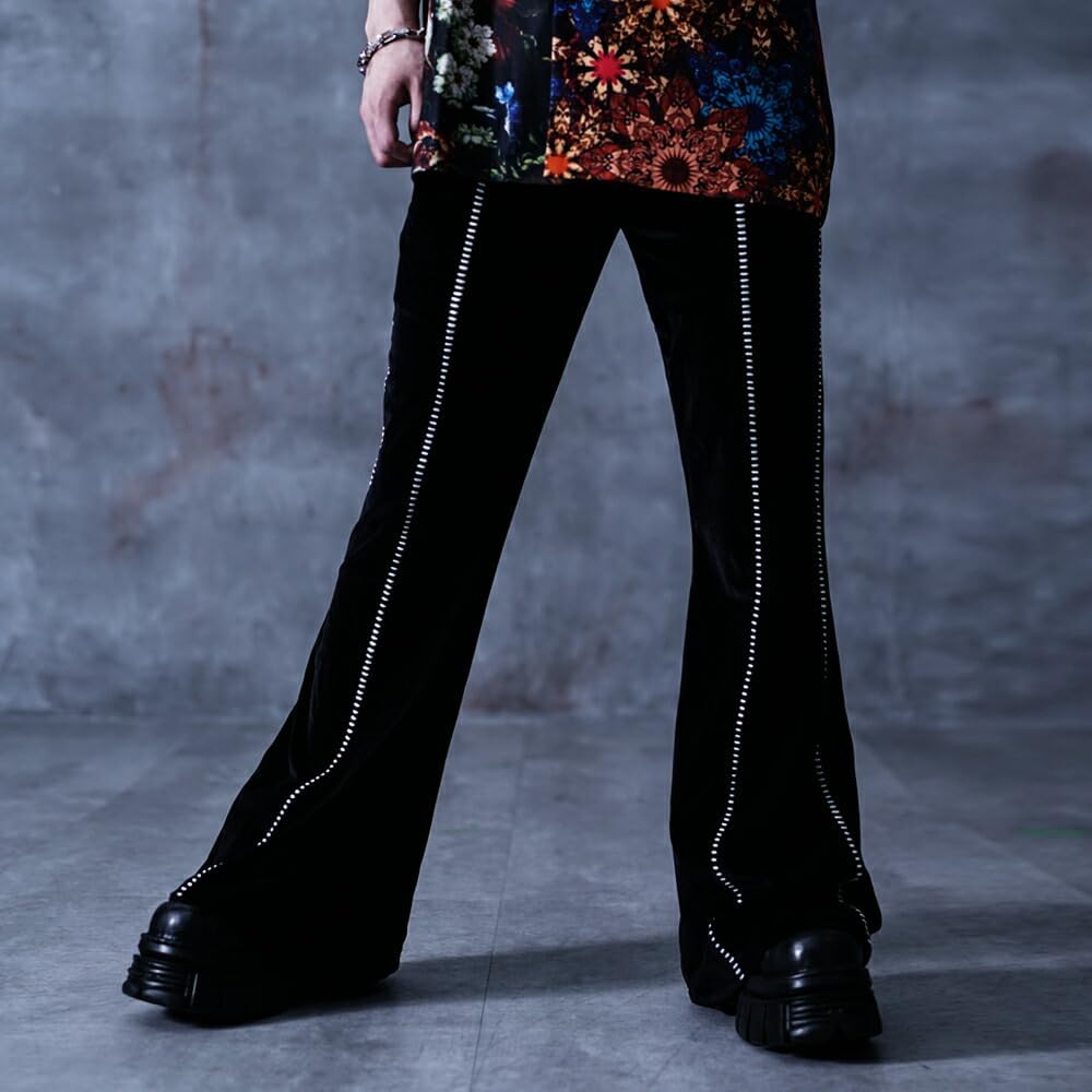 Amazon | [ALTER VENOMV] ベロアフレアパンツ メンズ ワイドパンツ