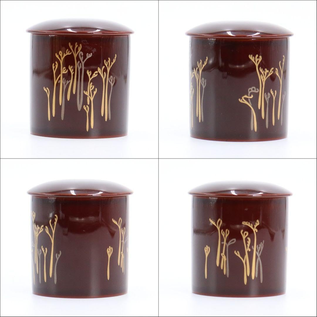 Amazon.co.jp: 竹内幸斎作 蕨蒔絵 金輪寺 茶器 溜塗 共箱 茶道具 C42