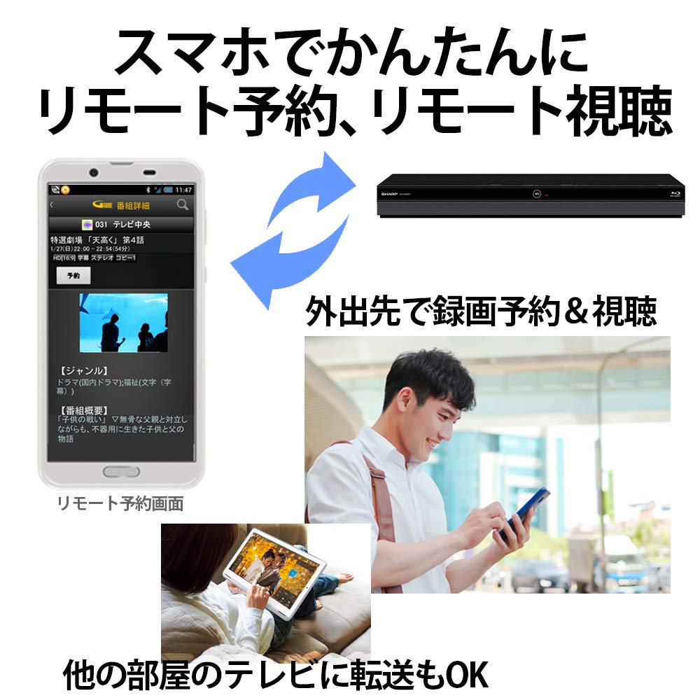 Amazon | 【整備済み品】 シャープ 1TB 2番組同時録画 ブルーレイ