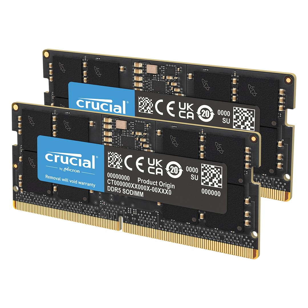 Crucial 64GB DDR5 RAM, 5200MHz (or 4800MHz) Laptop Memory Kit
