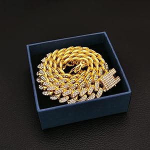 ICEDATA Cuban Link Chain Hip Hop Link 13MM Width AAA+ Rhinestone