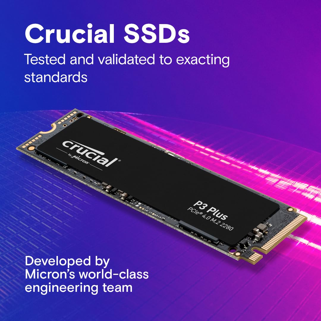 Crucial P3 Plus PCIe Gen4 NVMe 4TB SSD, Up to 4,800MB/s Read