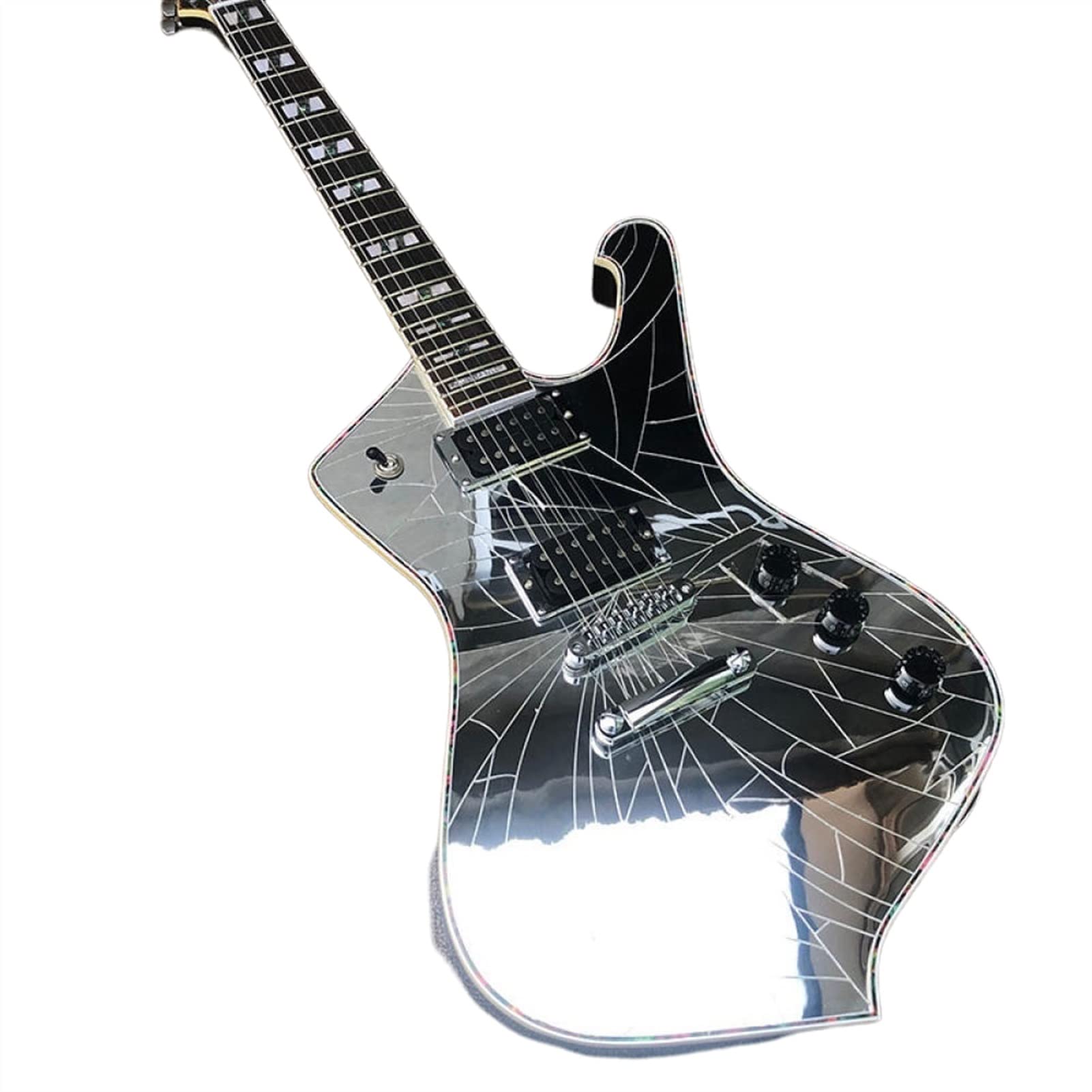 Amazon | 6文字列エレキギターシルバーミラーギターブラックペイント