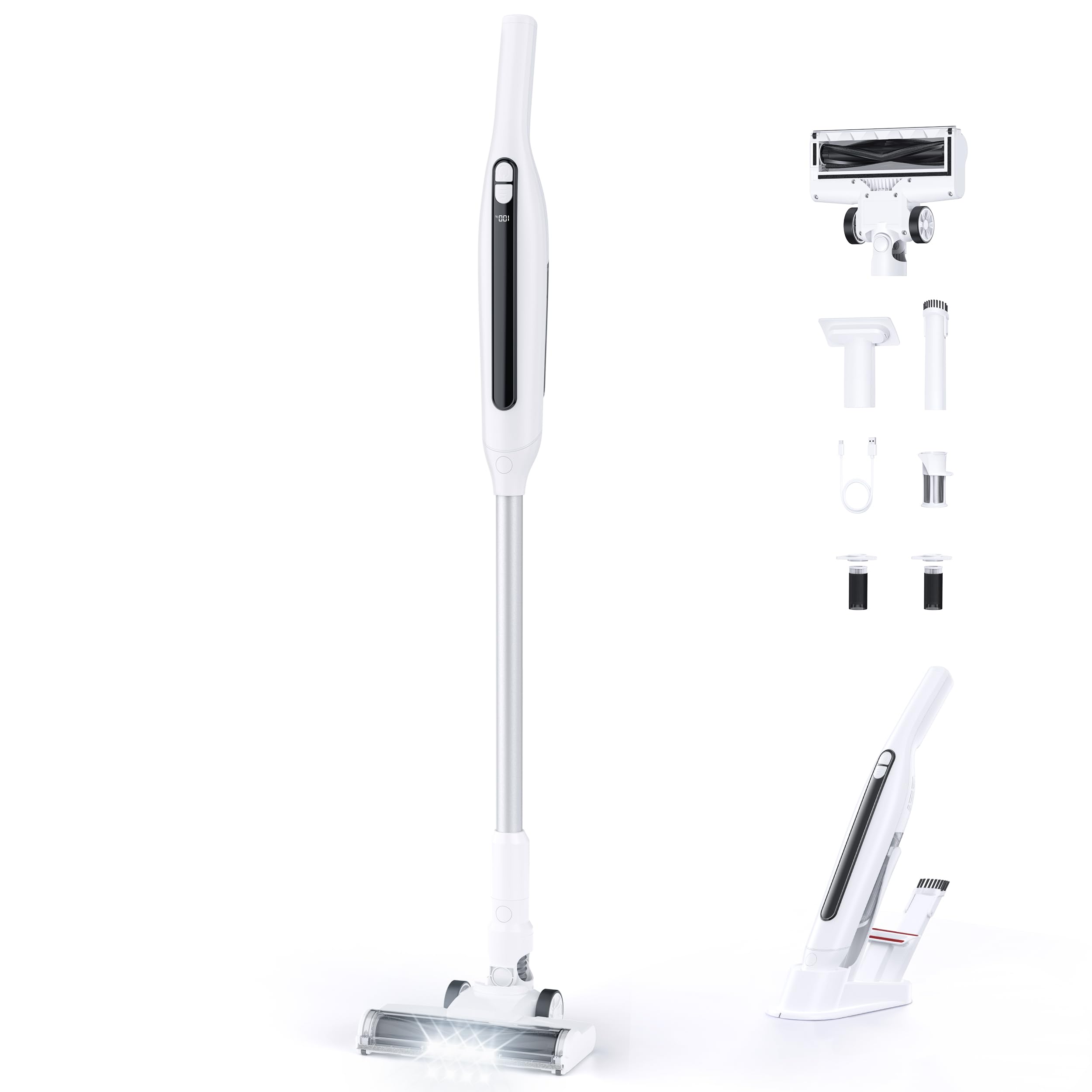 Amazon | 掃除機 コードレス 【2025新登場】55KPa超強力吸引&自立式