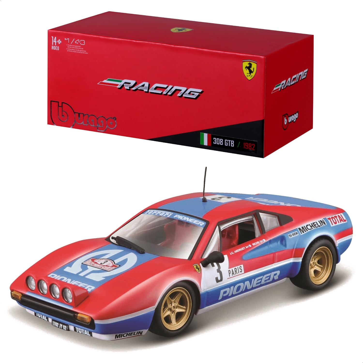 Amazon.com: Bburago Ferrari Racing 308 GTB (1982) Super Car - 1:43