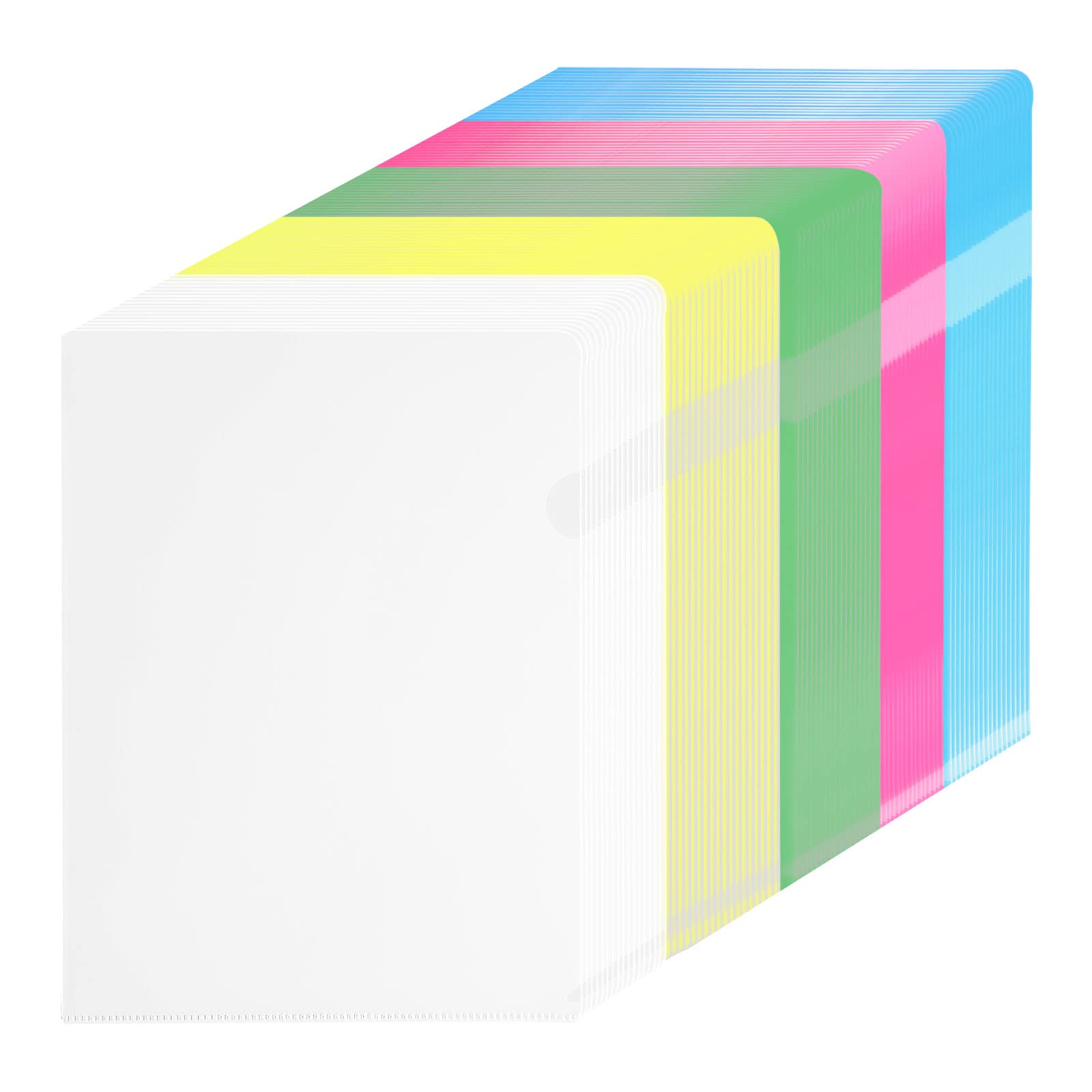 Amazon | 【80枚セット】 クリアファイル A4 クリアホルダー カラー 5