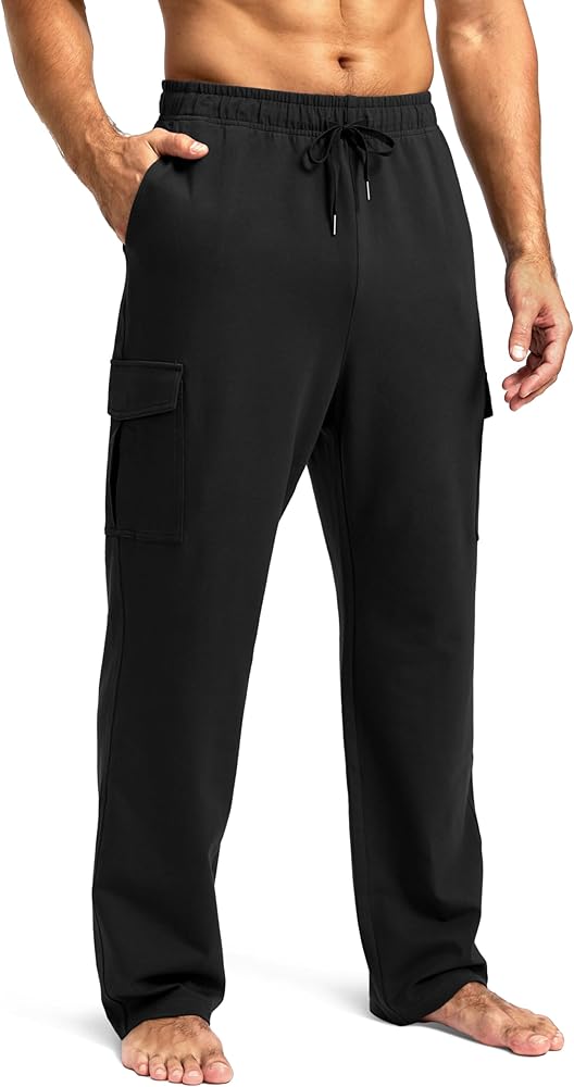 Amazon.com: Pudolla Men's Cotton Sweatpants with Cargo Pockets