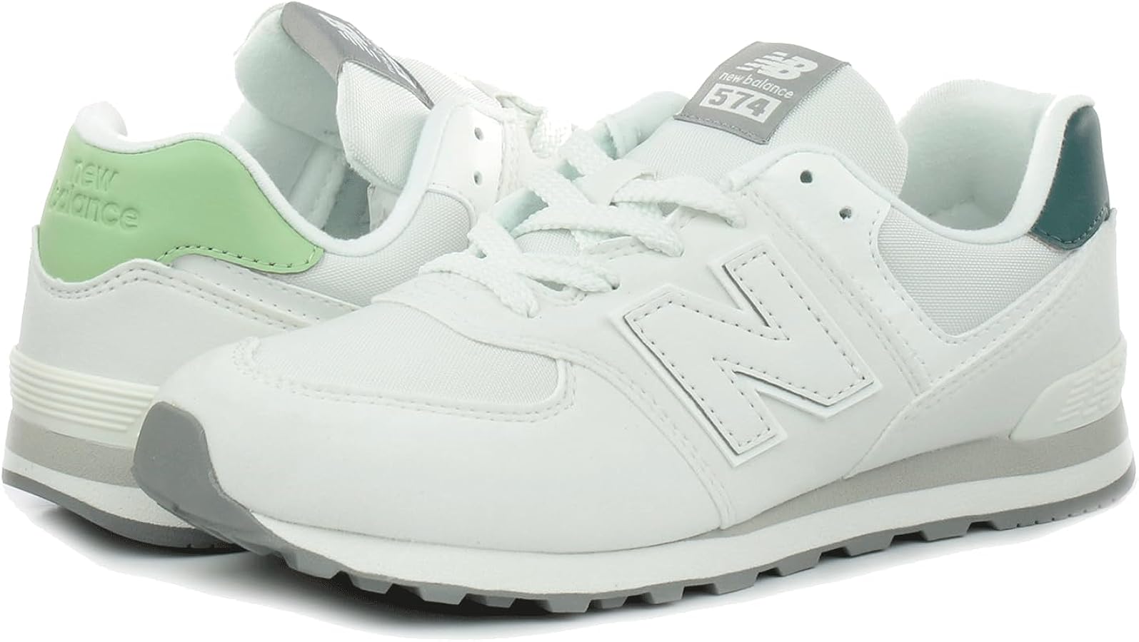 Amazon.com | New Balance Kids GC574MW1 Sneakers White/Green Size
