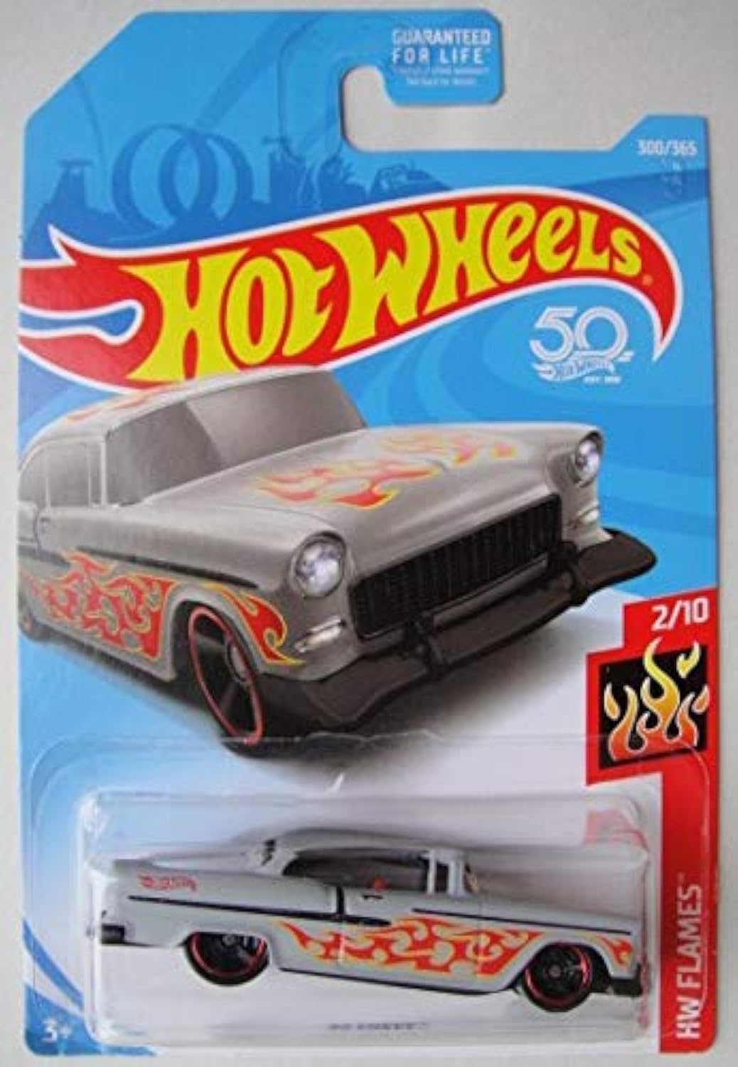 Amazon.com: Hot Wheels HW FLAMES 2/10, LT. GRAY '55 CHEVY with RED