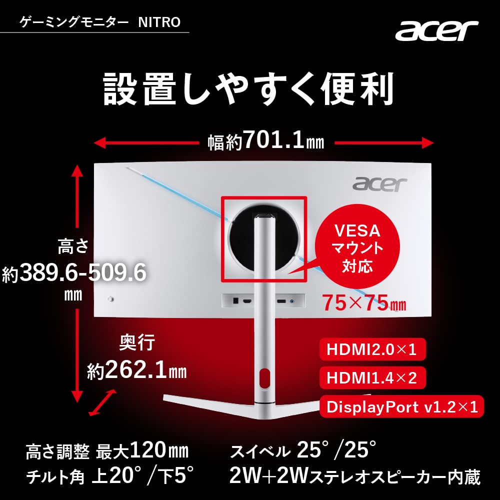 Amazon.co.jp: Acer ゲーミングモニター Nitro XZ306CXwmiiiphx 29.5