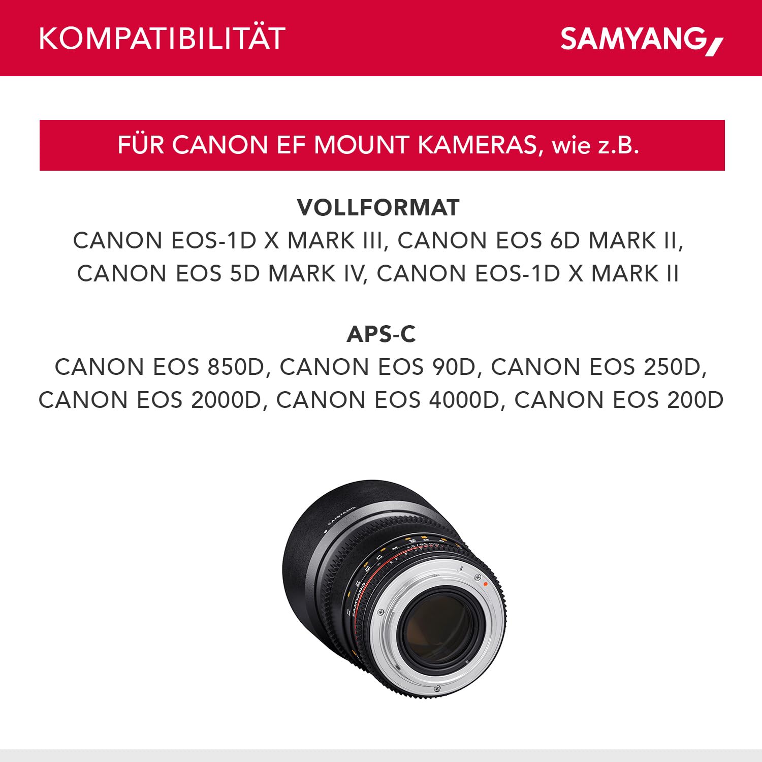 Amazon | SAMYANG 85mm T1.5 VDSLR AS IF UMC II キヤノンEF用 フル