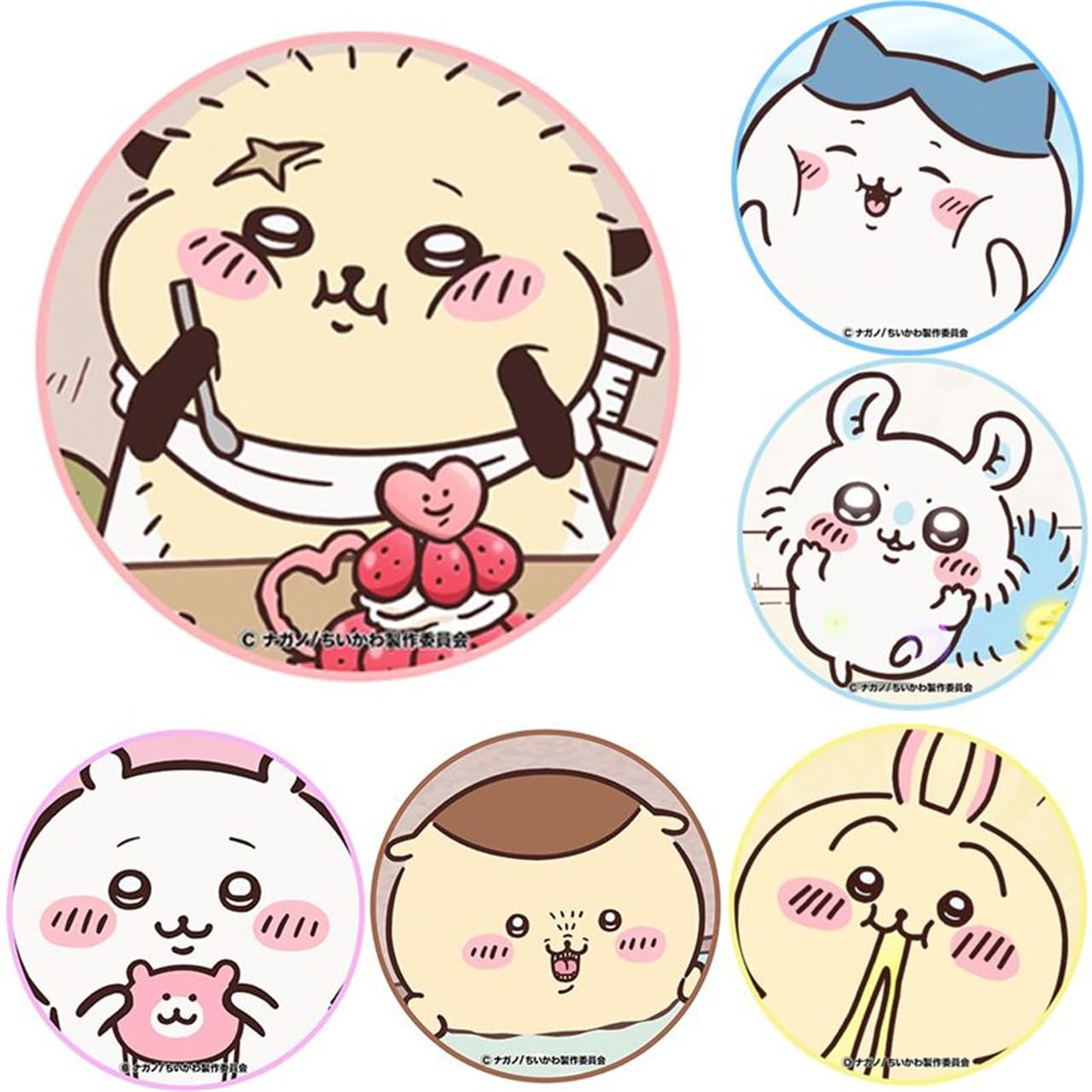 Amazon | ちいかわ 缶バッジ ちいかわ ハチワレ うさぎ 缶バッジ 1/6枚