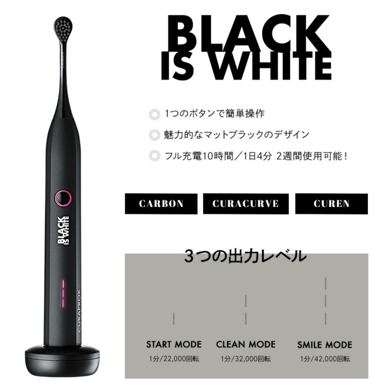 Amazon.co.jp: クラプロックス 音波式電動歯ブラシ ブラックイズ