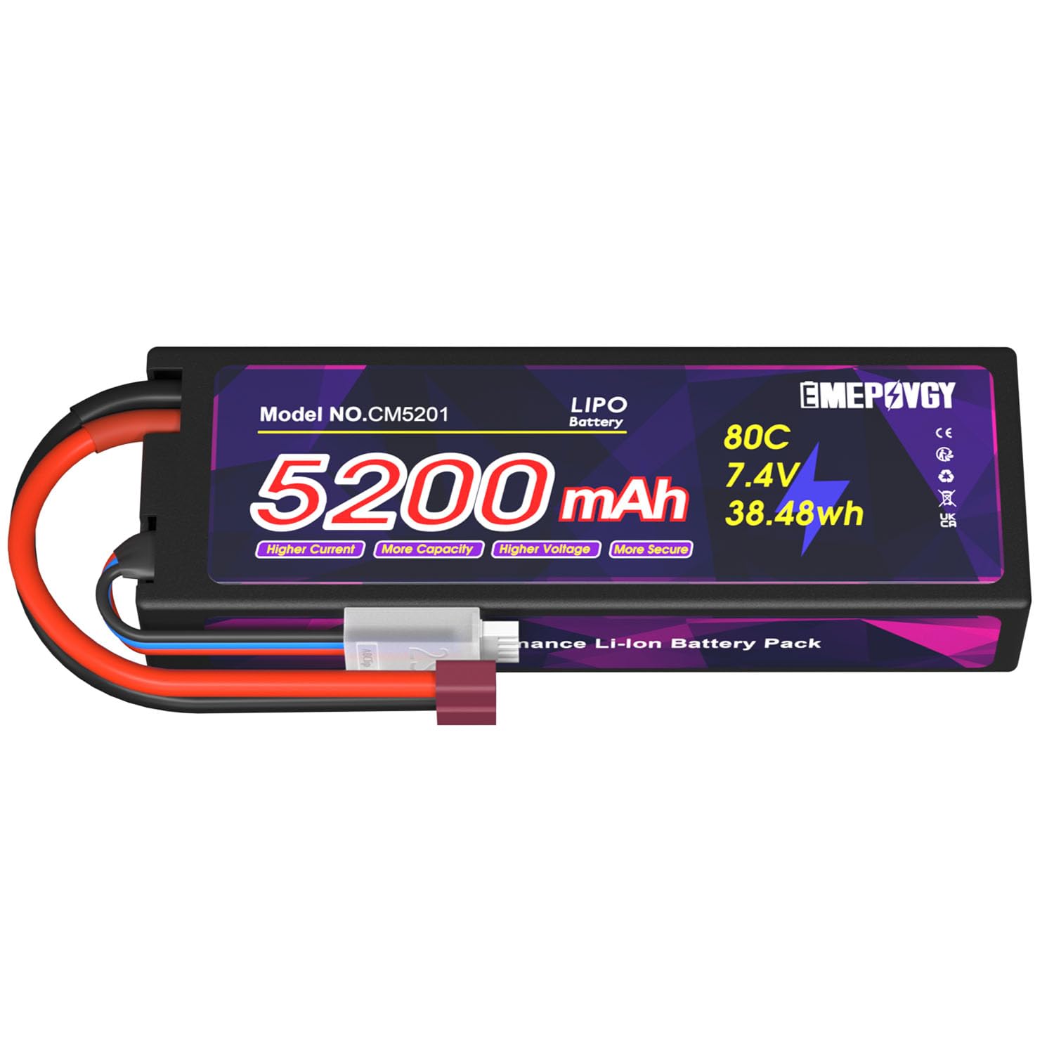 Amazon.co.jp: 7.4V リポバッテリー 5200mAh 80C 2S Lipo 電池 大容量