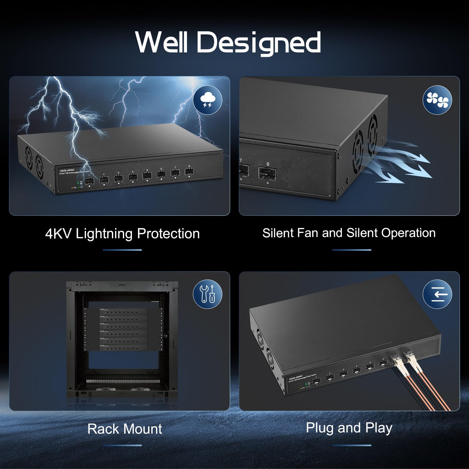 Amazon.co.jp: Binardat 8ポート10ギガビットファイバースイッチ