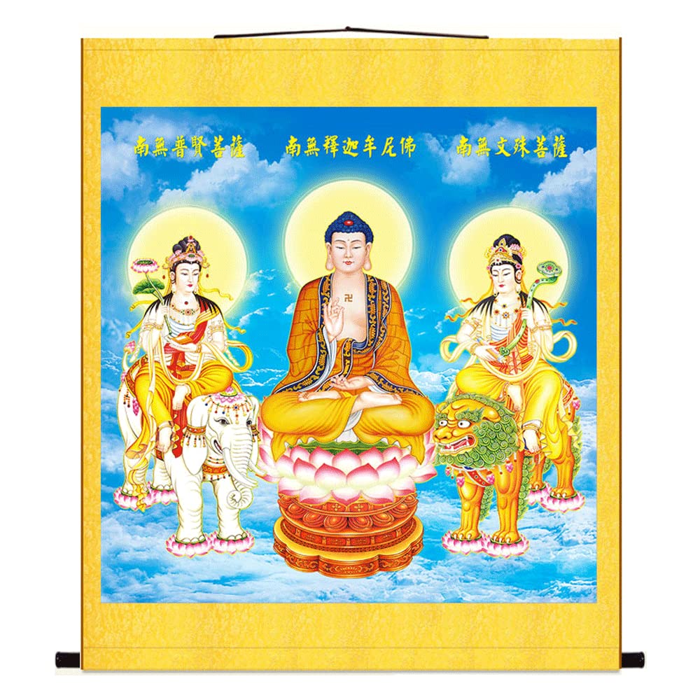 チャンス！！値下げしました！】掛け軸 釈迦三尊仏 松尾香風作