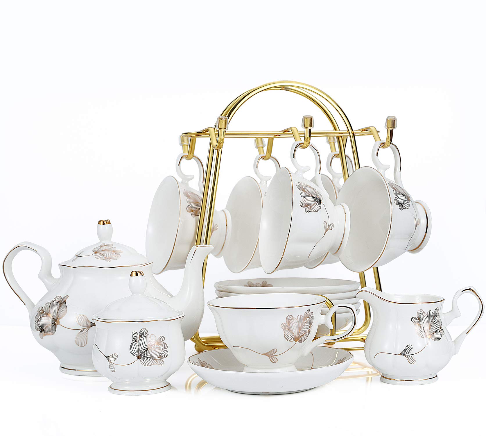 Amazon.com | CHENP.HMC Porcelain Ceramic 22-Piece Tea Set, Teapot