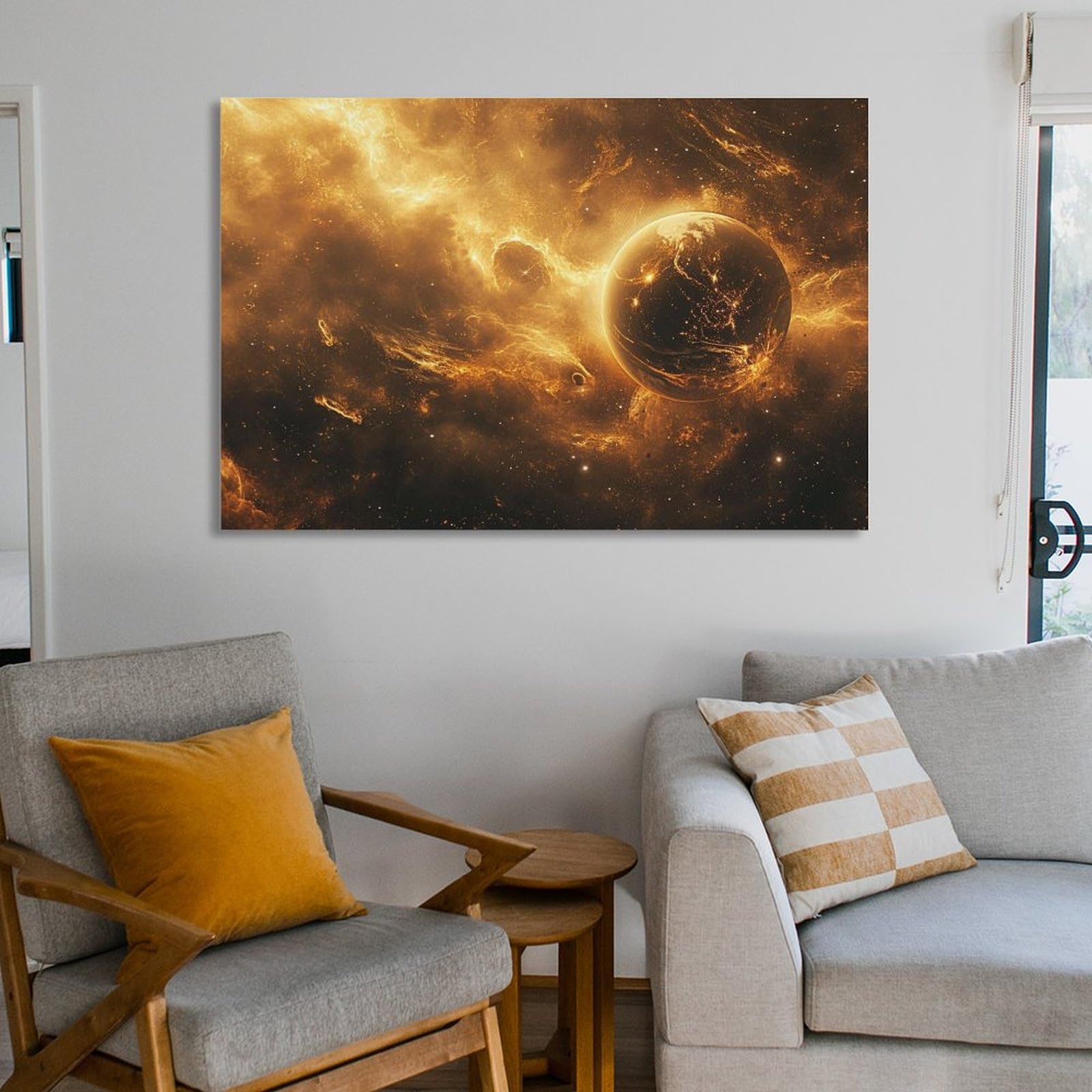 Amazon.co.jp: 絵画 宇宙全体で燃え上がる太陽フレアインテリア 絵画