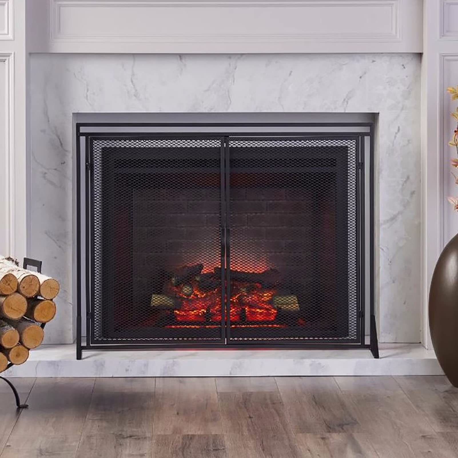 Amazon.co.jp: モダンでシンプルな暖炉スクリーン メッシュ カバー 39